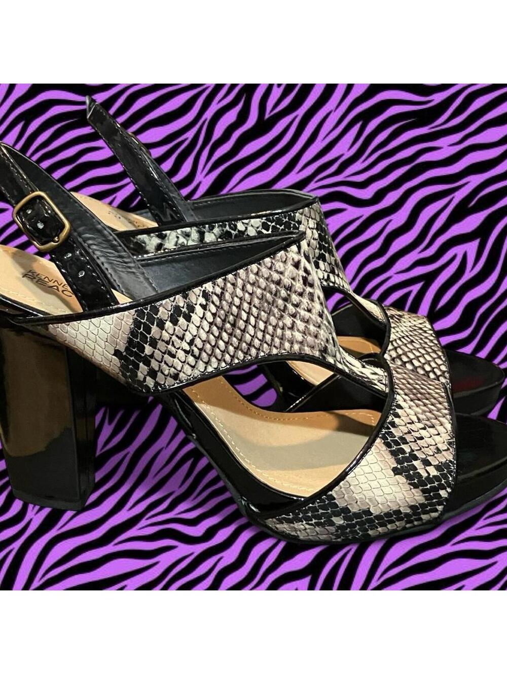 Kenneth Cole Reaction black & white snakeskin print heels #reaction #heels